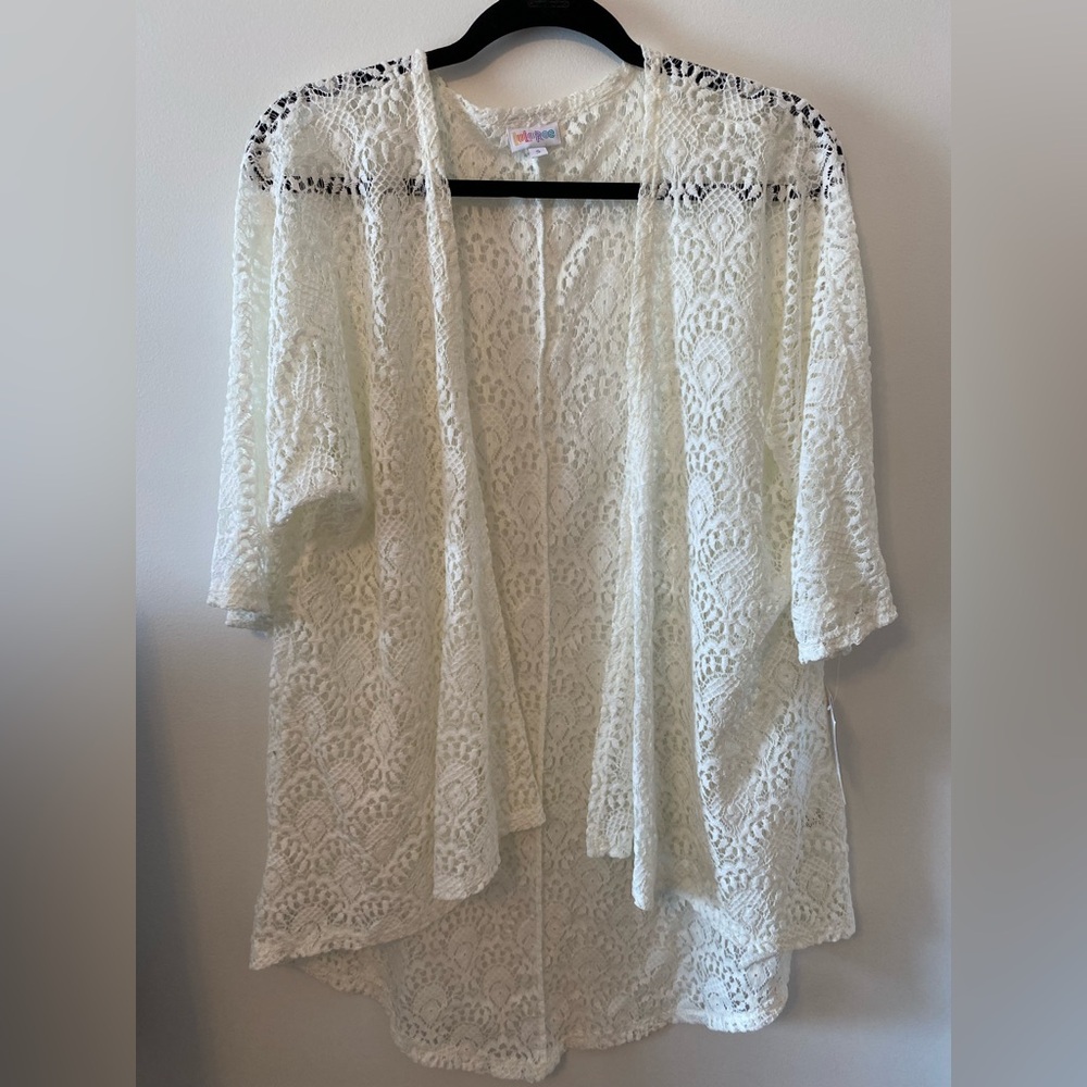 Lu La Roe Lace Open-Front Lindsay Cardigan - Cream